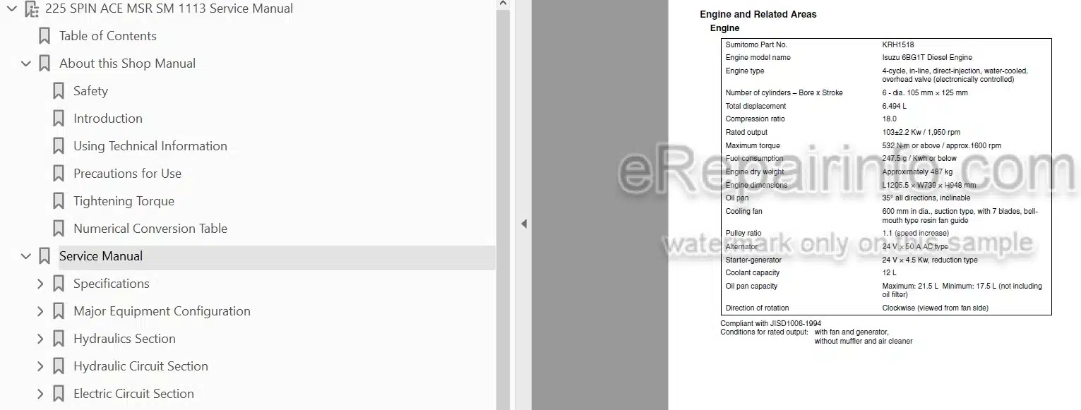 Photo 5 - Link-Belt 225 Spin Ace Shop Manual Excavator