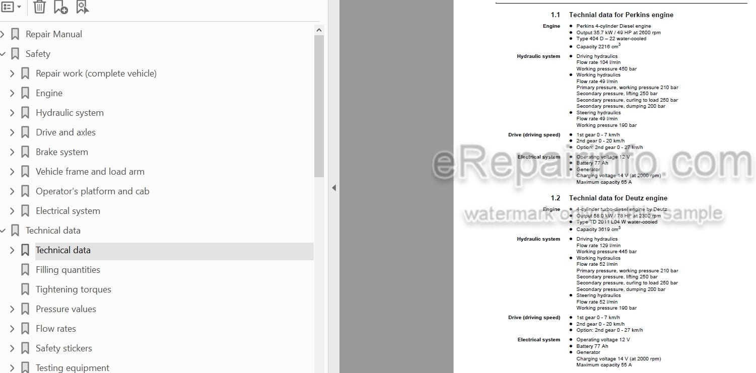 Photo 4 - Weidemann 2070 CX50 2070 CX80 Repair Manual Wheel Loader