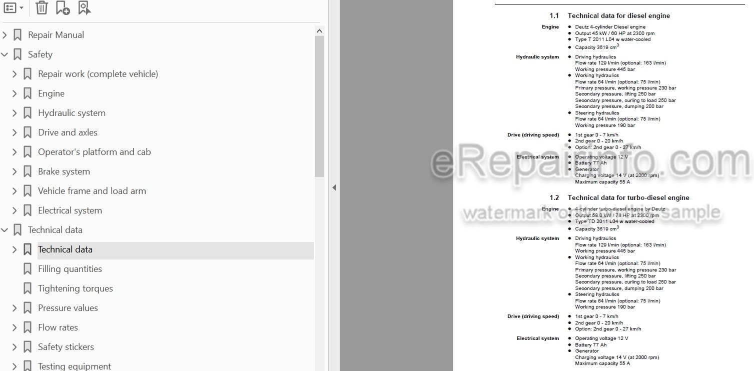 Photo 4 - Weidemann 3070 CX60 3070 CX80 Repair Manual Wheel Loader