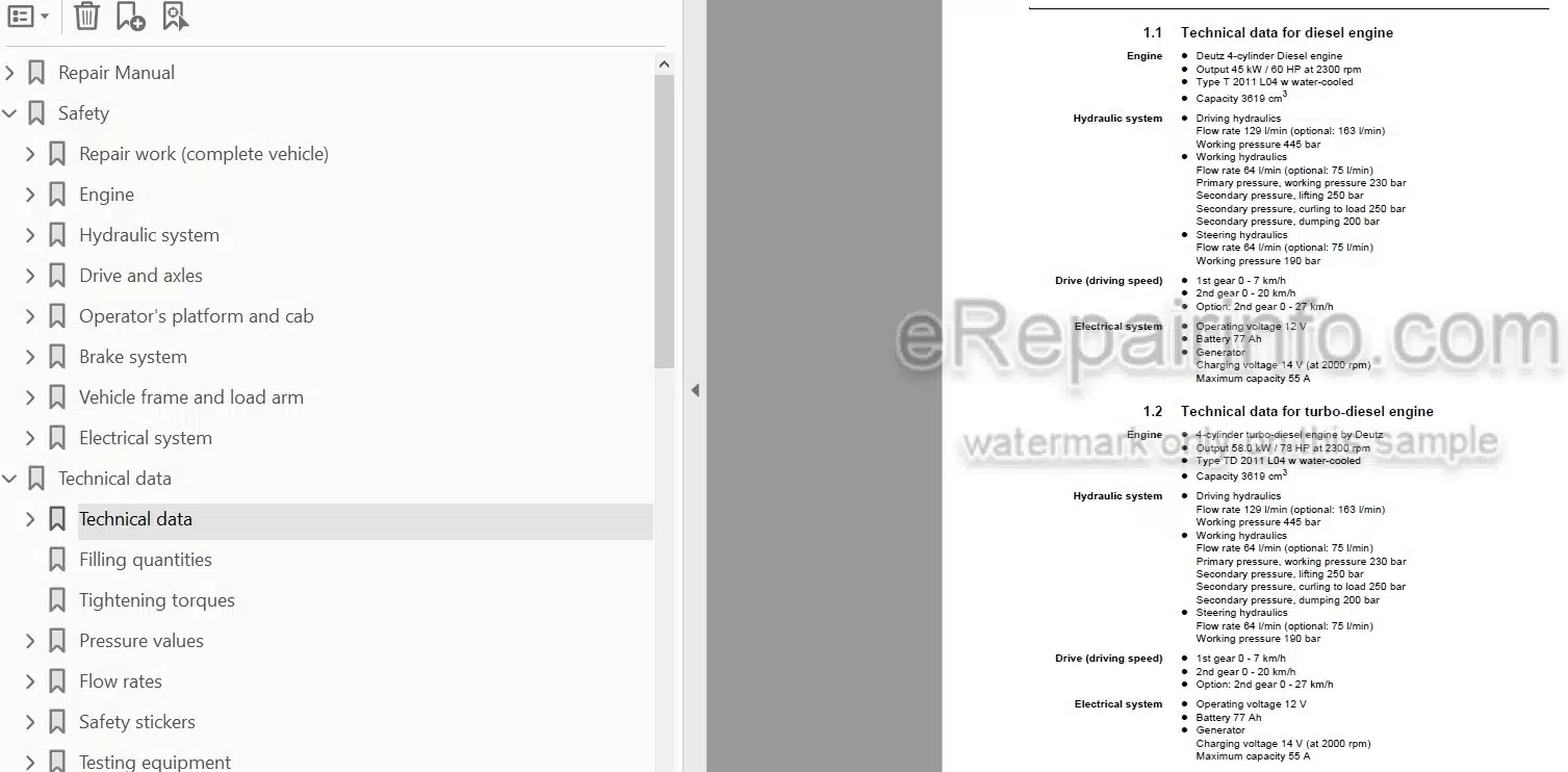 Photo 4 - Weidemann 3070 CX60 3070 CX80 Repair Manual Wheel Loader