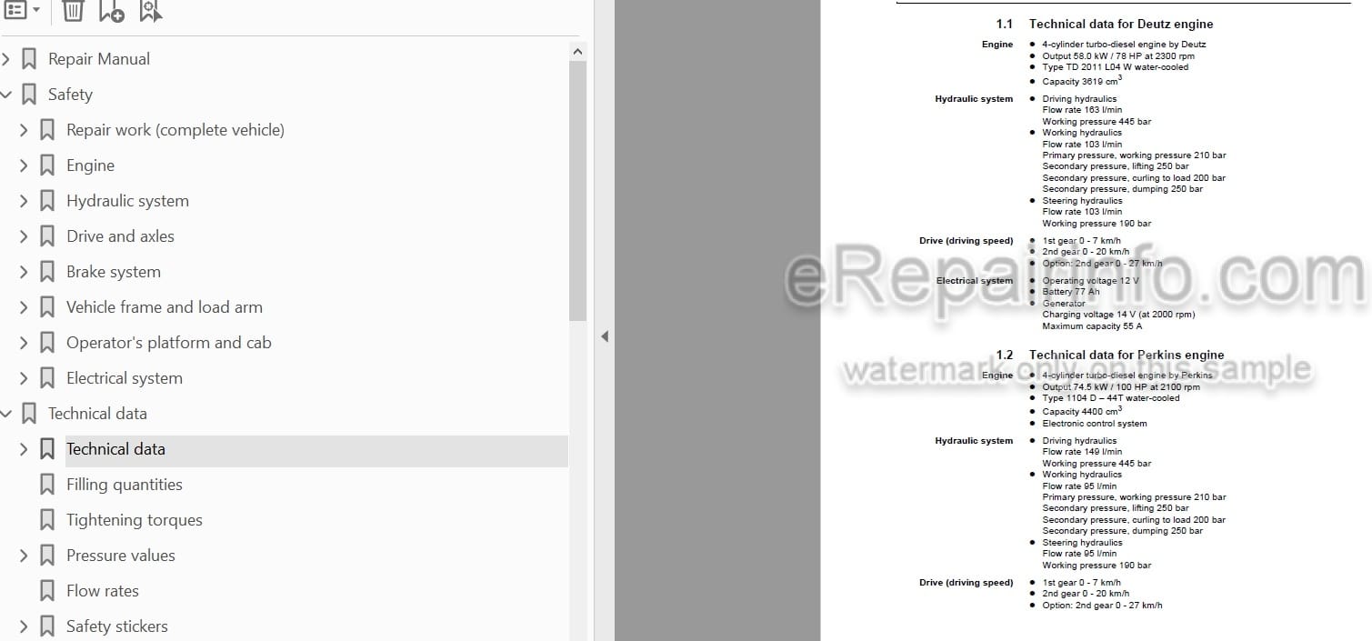 Photo 3 - Weidemann 4070 CX80 4070 CX100 Repair Manual Wheel Loader
