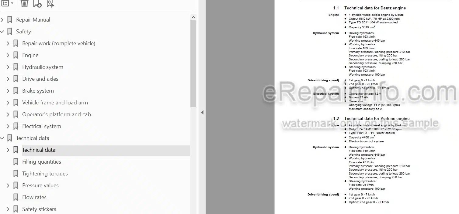 Photo 3 - Weidemann 4070 CX80 4070 CX100 Repair Manual Wheel Loader
