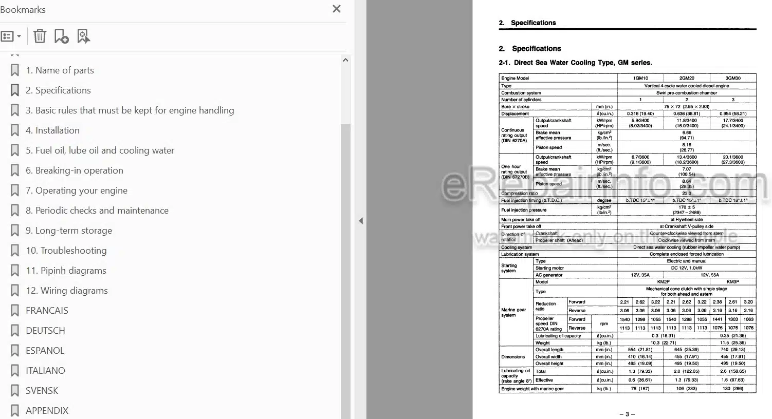 Photo 3 - Yanmar 1GM10 2GM20 3GM30 2GM20F 3GM30F 1GM10V 2GM20V 3GM30V 2GM20FV 3GM30FV Operation Manual Diesel Engine