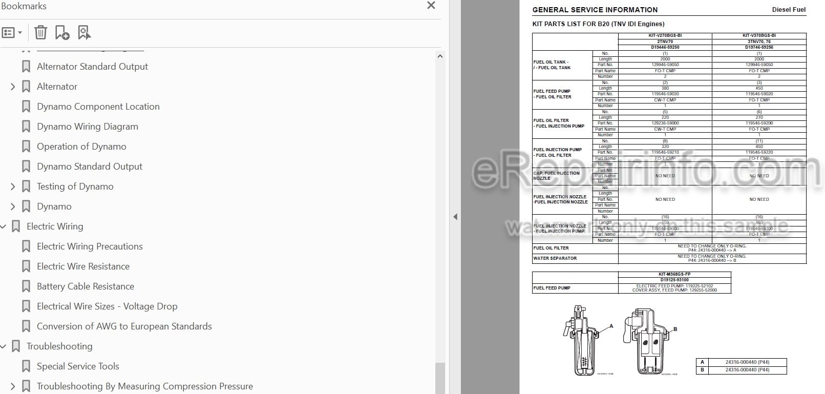 Photo 3 - Yanmar 2TNV70 3TNV70 3TNV76 Service Manual Industrial Engine