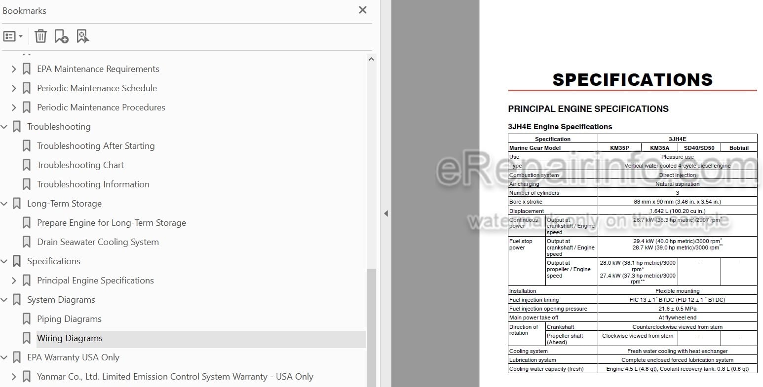 Photo 3 - Yanmar 3JH4E 4JH4AE 4JH4-TE 4JH4-HTE Operation Manual Marine Engine