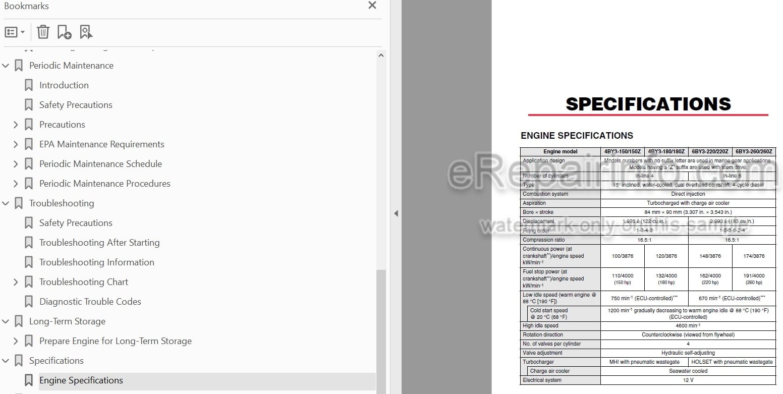 Photo 4 - Yanmar 4BY3-150 4BY3-150Z 4BY3-180 4BY3-180Z 6BY3-220 6BY3-220Z 6BY3-260 6BY3-260Z Operation Manual Marine Diesel Engine
