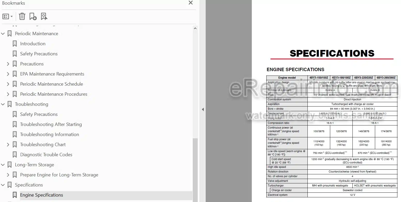 Photo 4 - Yanmar 4BY3-150 4BY3-150Z 4BY3-180 4BY3-180Z 6BY3-220 6BY3-220Z 6BY3-260 6BY3-260Z Operation Manual Marine Diesel Engine