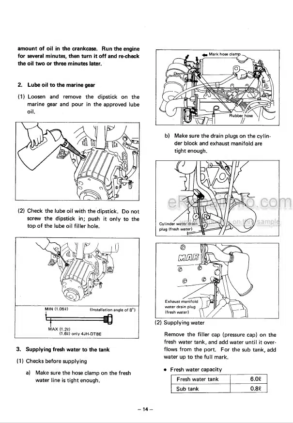 Photo 2 - Yanmar 4JHE 4JHE-TE 4JH-HTE 4JH-DTE Operation Manual Marine Diesel Engine