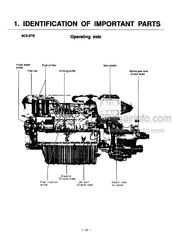 Photo 5 - Yanmar 6CX-ETE 6CXM-ETE Operation Manual Marine Diesel Engine