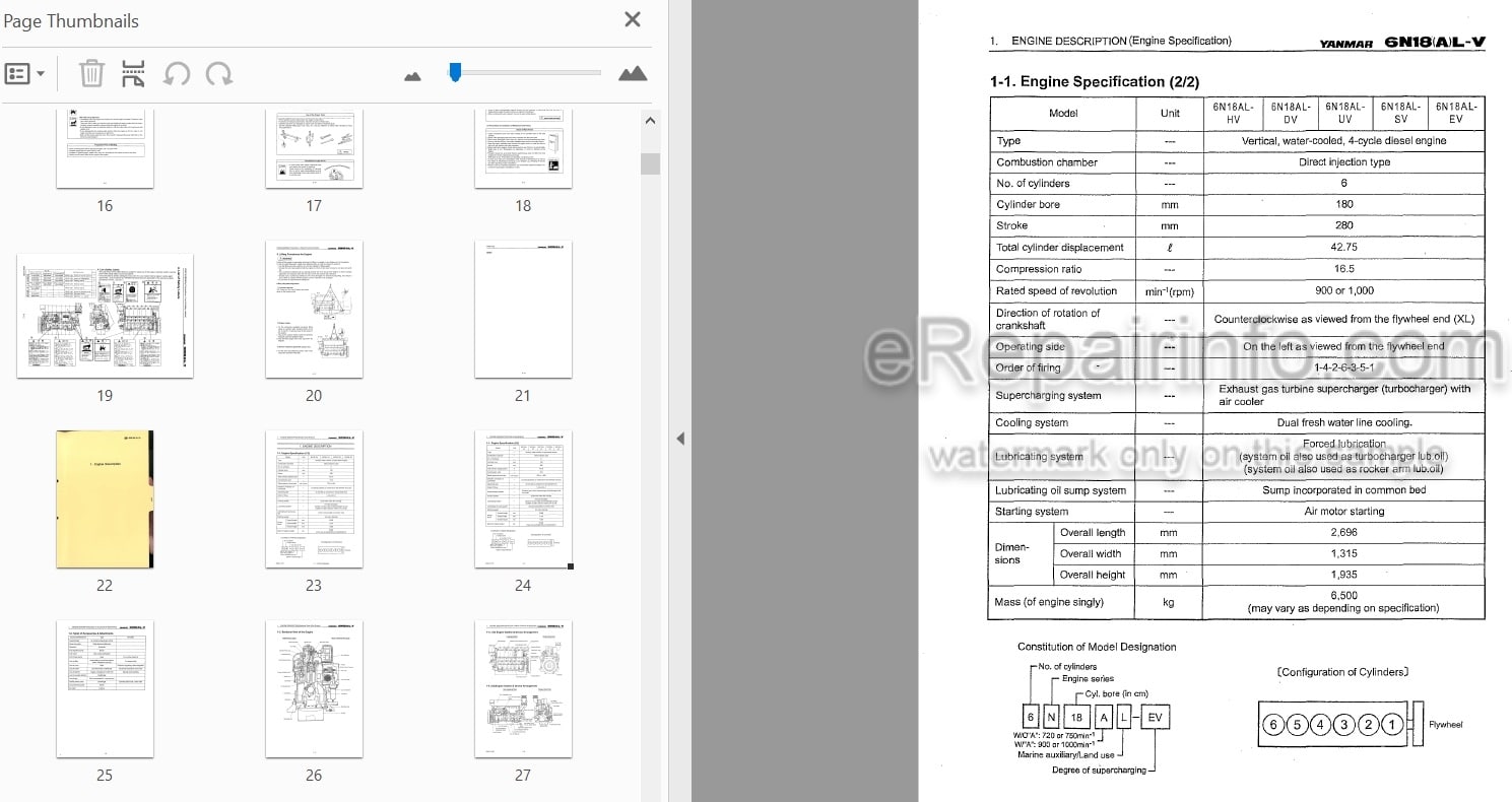 Photo 4 - Yanmar 6N18L-DV 6N18L-UV 6N18L-SV 6N18L-EV 6N18L-HV 6N18AL-DV 6N18AL-UV 6N18AL-SV 6N18AL-EV Operation Manual Marine Propulsion Engine