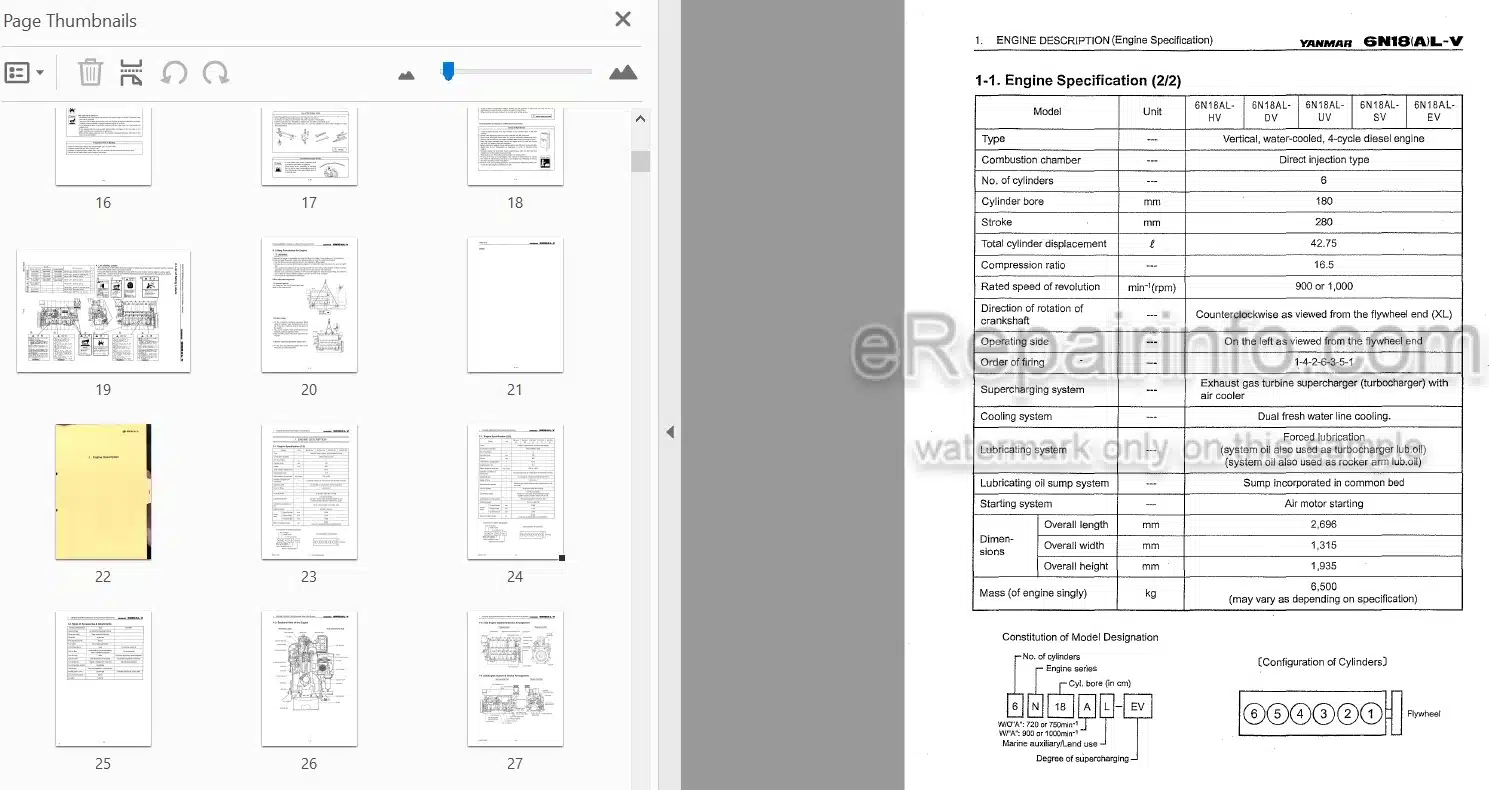 Photo 4 - Yanmar 6N18L-DV 6N18L-UV 6N18L-SV 6N18L-EV 6N18L-HV 6N18AL-DV 6N18AL-UV 6N18AL-SV 6N18AL-EV Operation Manual Marine Propulsion Engine