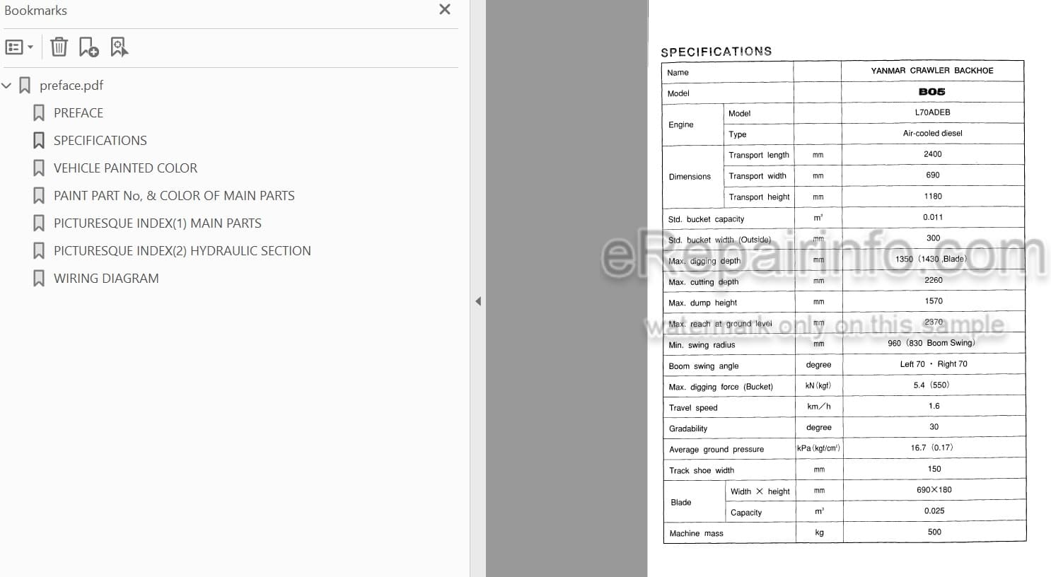 Photo 4 - Yanmar B05 Parts Catalog Excavator