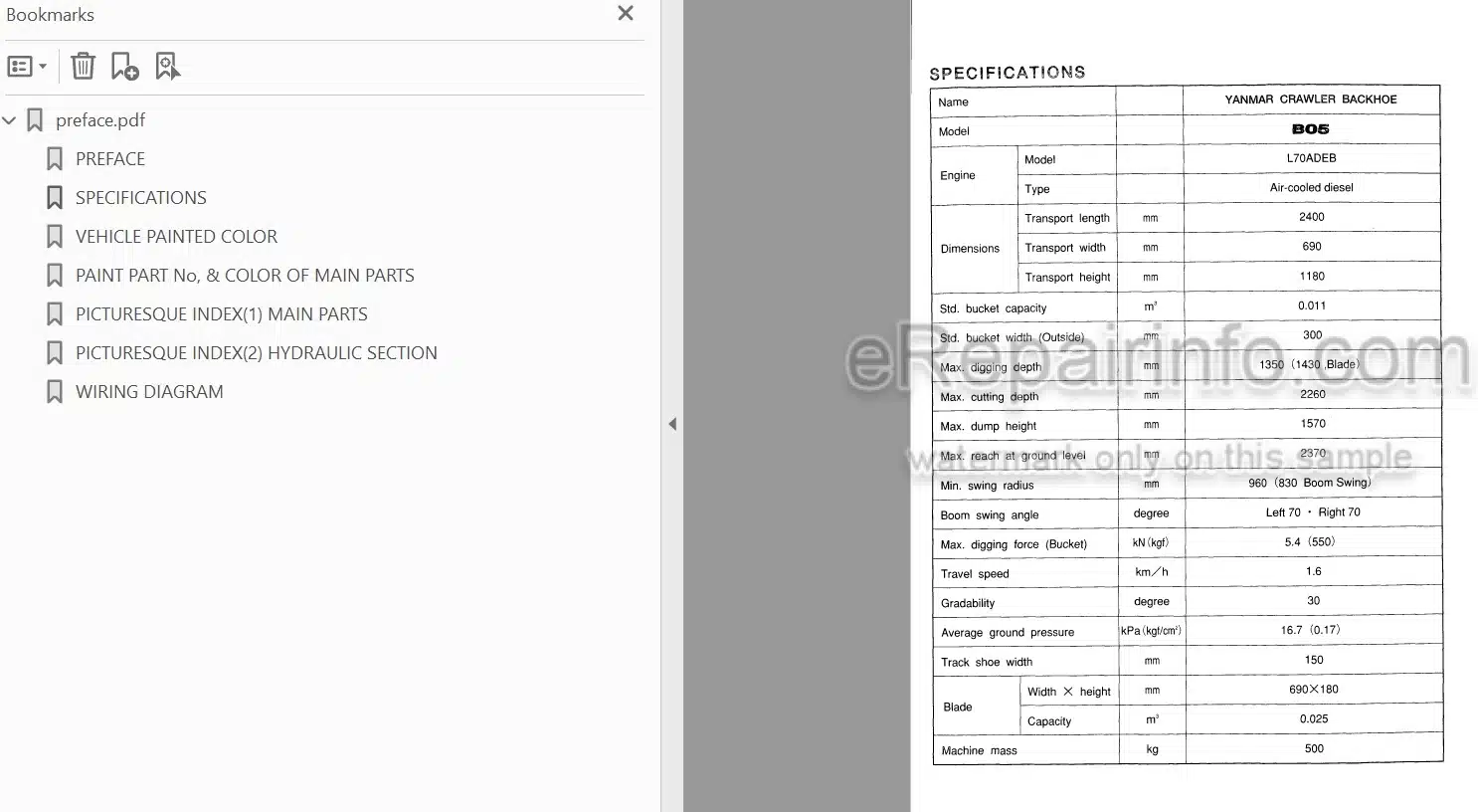 Photo 4 - Yanmar B05 Parts Catalog Excavator