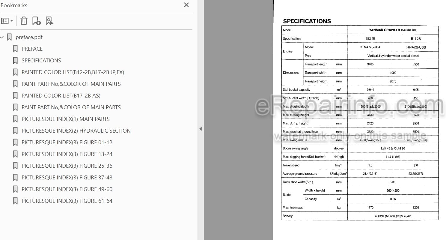 Photo 4 - Yanmar B12-2B B17-2B Parts Catalog Excavator