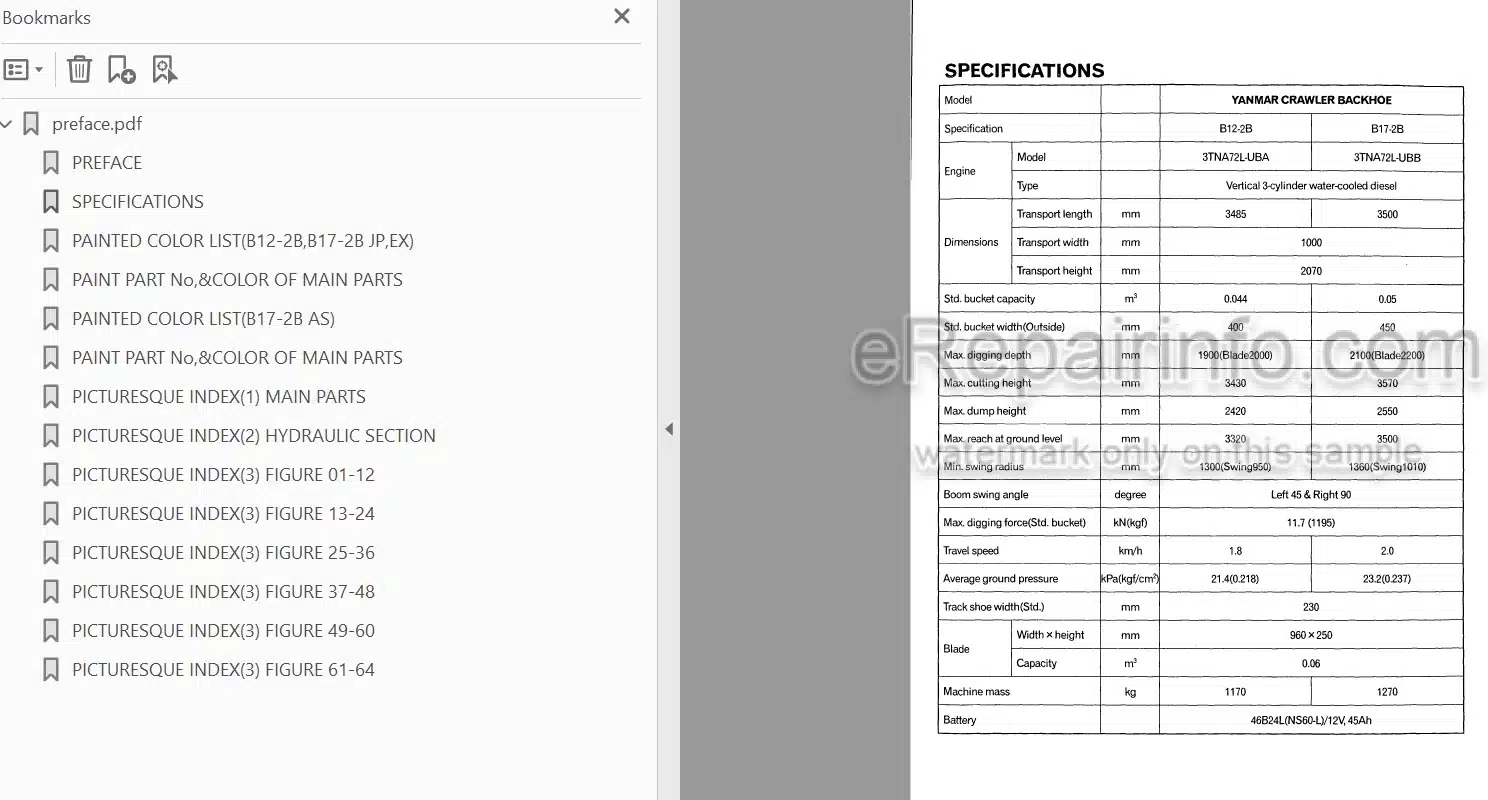 Photo 4 - Yanmar B12-2B B17-2B Parts Catalog Excavator