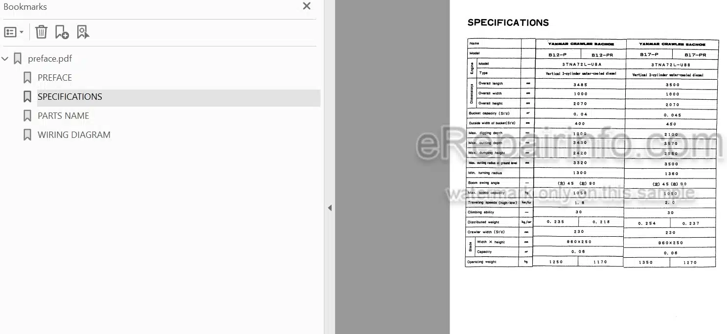 Photo 4 - Yanmar B12 B17 Parts Catalog Excavator