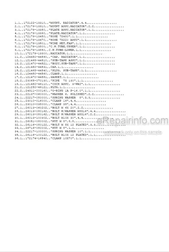 Photo 5 - Yanmar B17-2 Parts Catalog Excavator