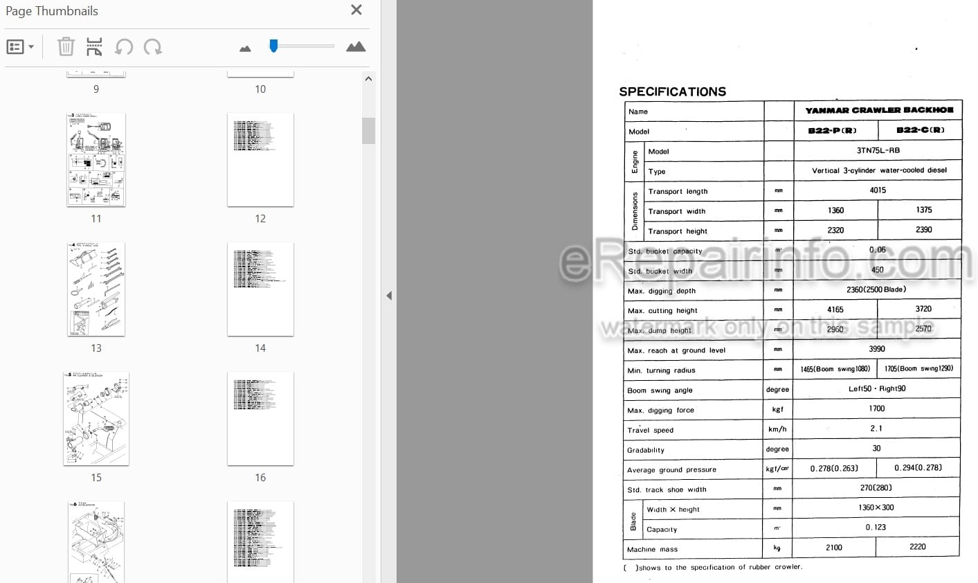 Photo 4 - Yanmar B22 Parts Catalog Excavator