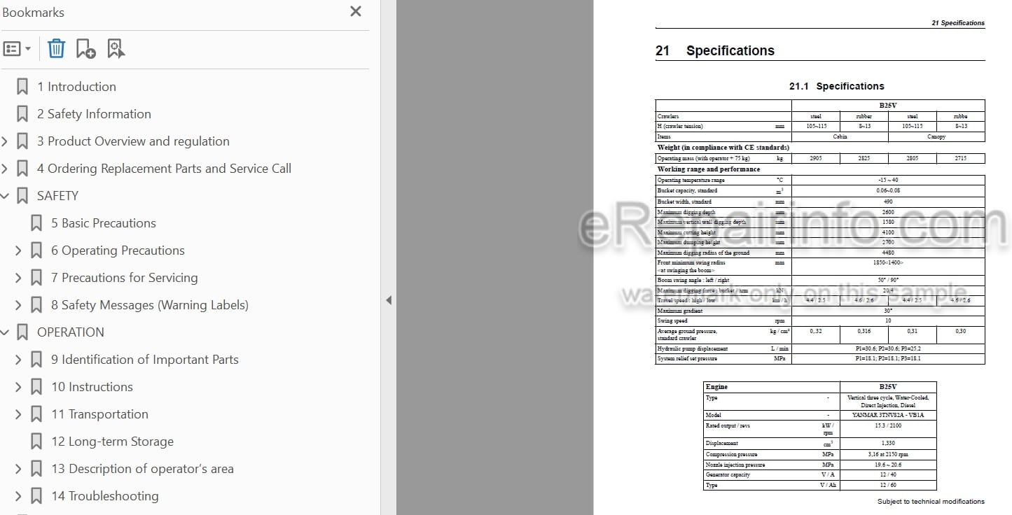 Photo 4 - Yanmar B25V Operation And Maintenance Manual Mini Excavator