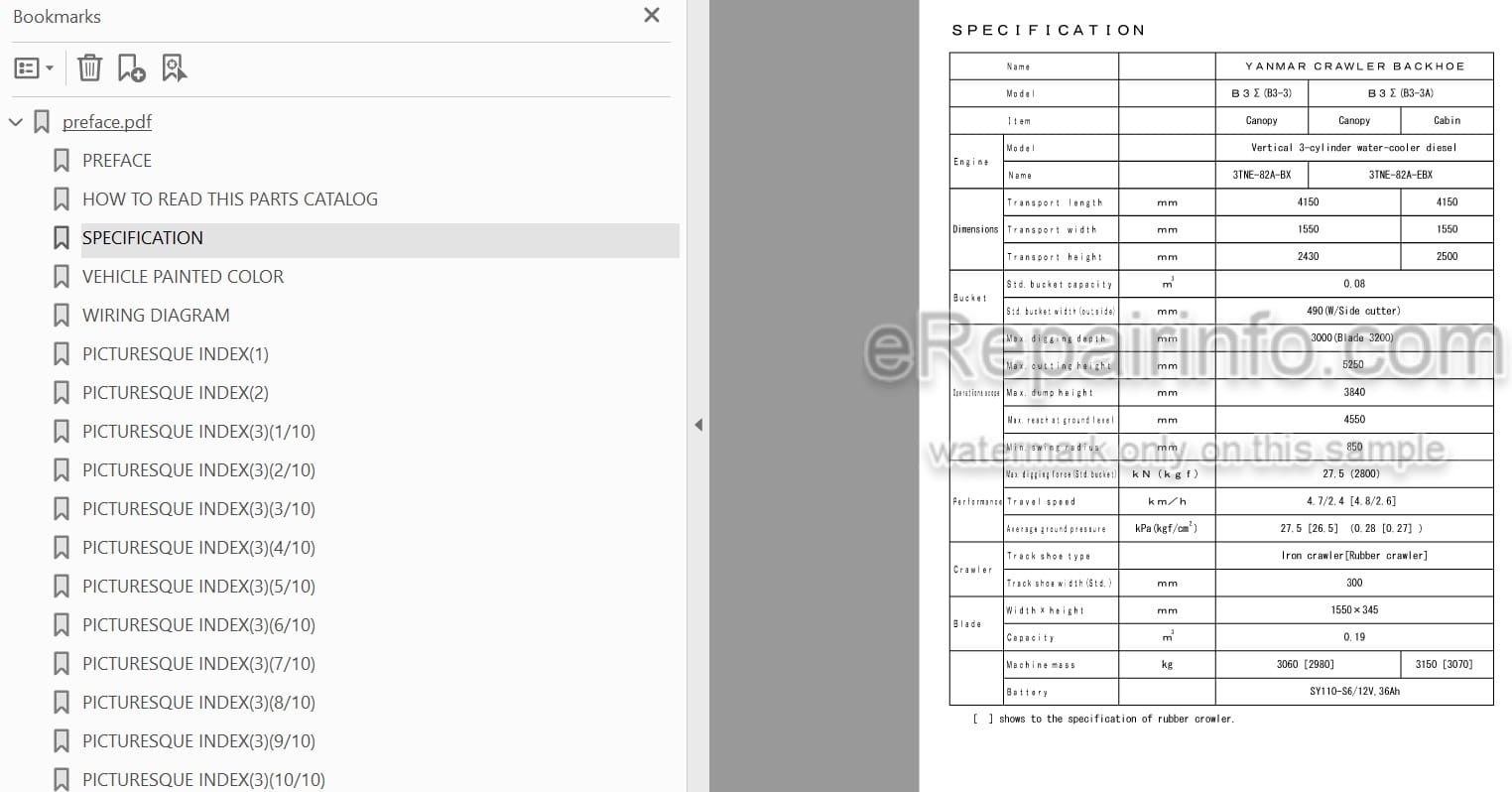 Photo 4 - Yanmar B3-3 B3-3A Parts Catalog Excavator