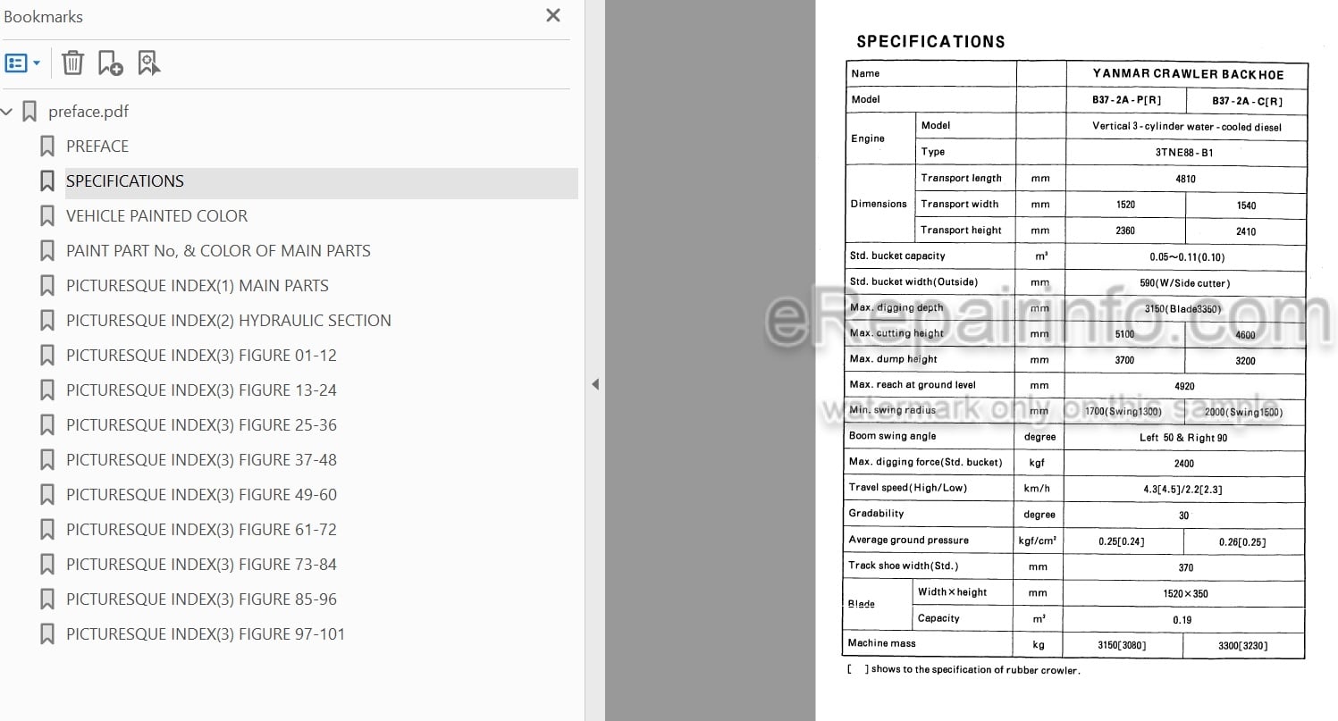 Photo 4 - Yanmar B37-2A Parts Catalog Excavator