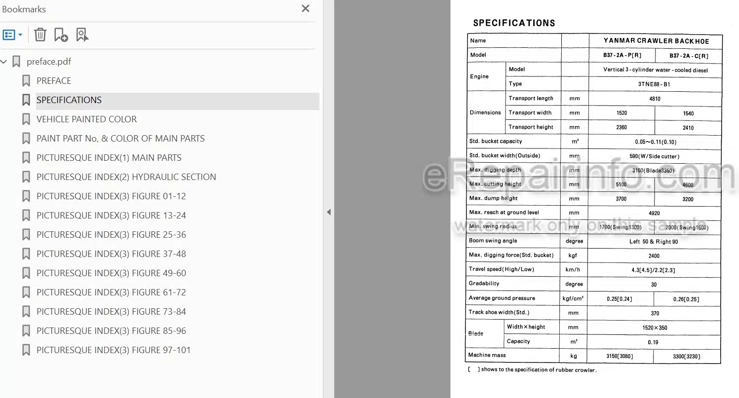 Photo 4 - Yanmar B37-2A Parts Catalog Excavator