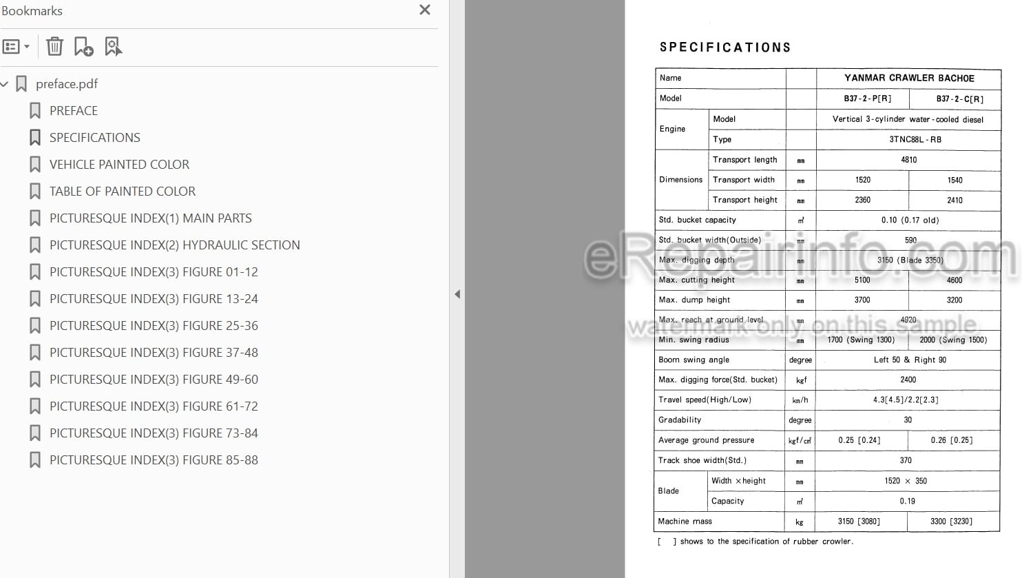 Photo 4 - Yanmar B37-2 Parts Catalog Excavator