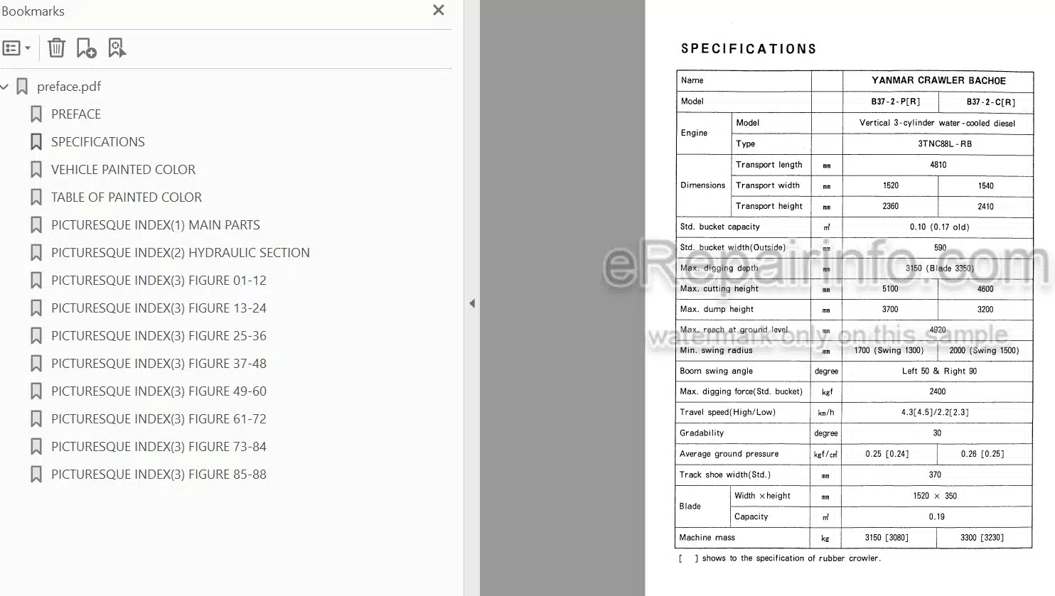 Photo 4 - Yanmar B37-2 Parts Catalog Excavator
