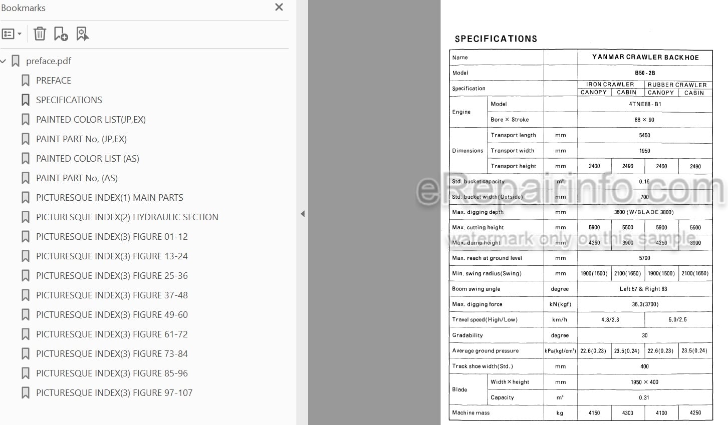 Photo 3 - Yanmar B50-2B Parts Catalog Excavator
