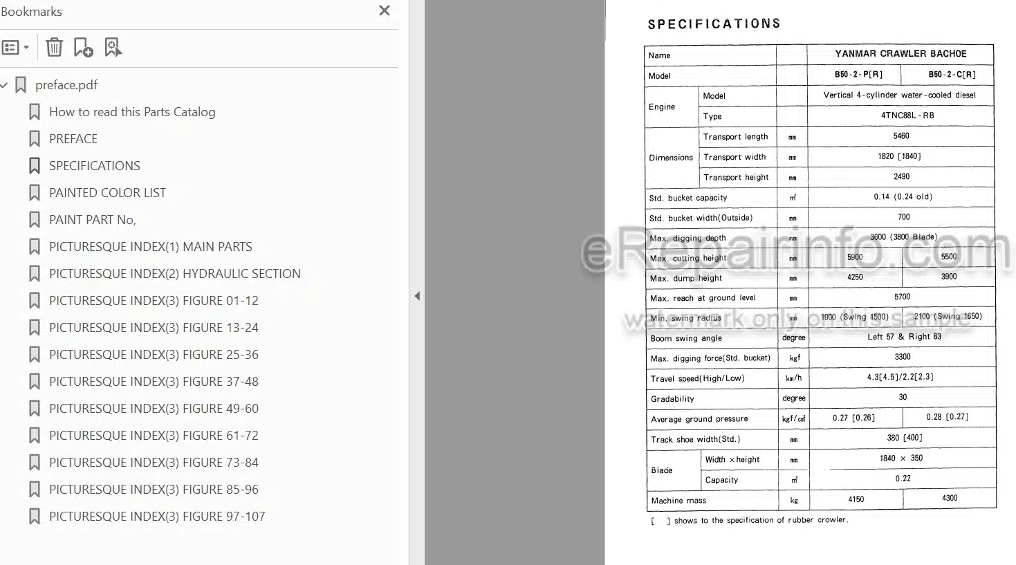 Photo 4 - Yanmar B50-2 Parts Catalog Excavator