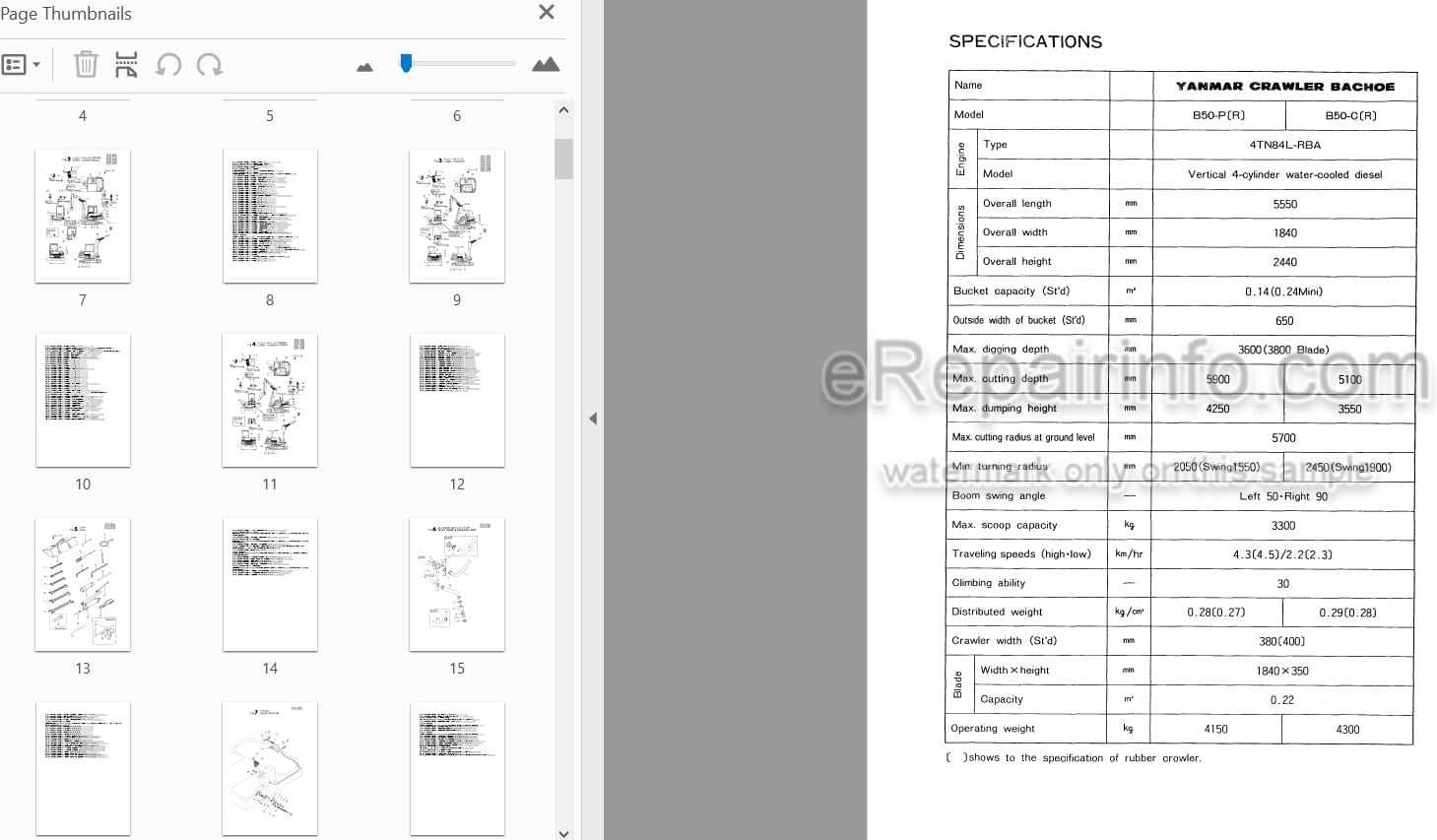 Photo 4 - Yanmar B50-PR B50-CR Parts Catalog Excavator
