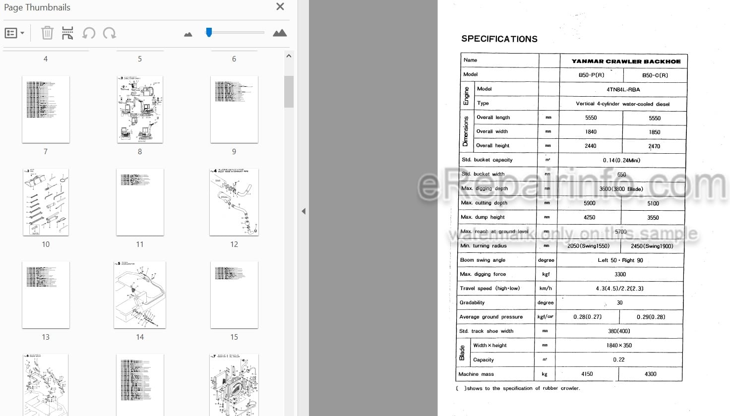 Photo 4 - Yanmar B50 Parts Catalog Excavator