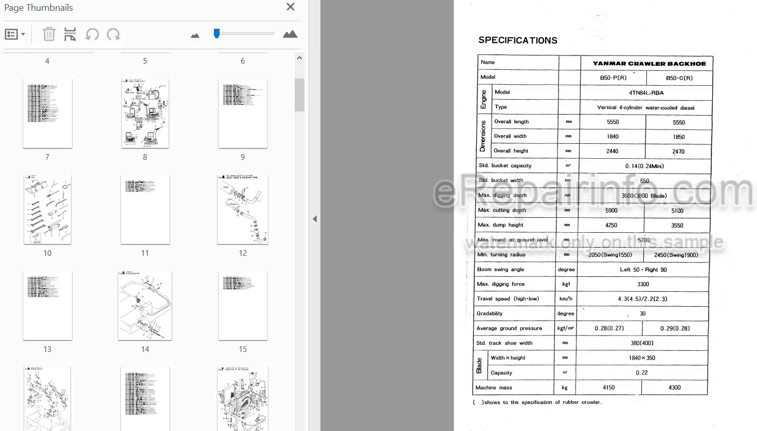 Photo 4 - Yanmar B50 Parts Catalog Excavator