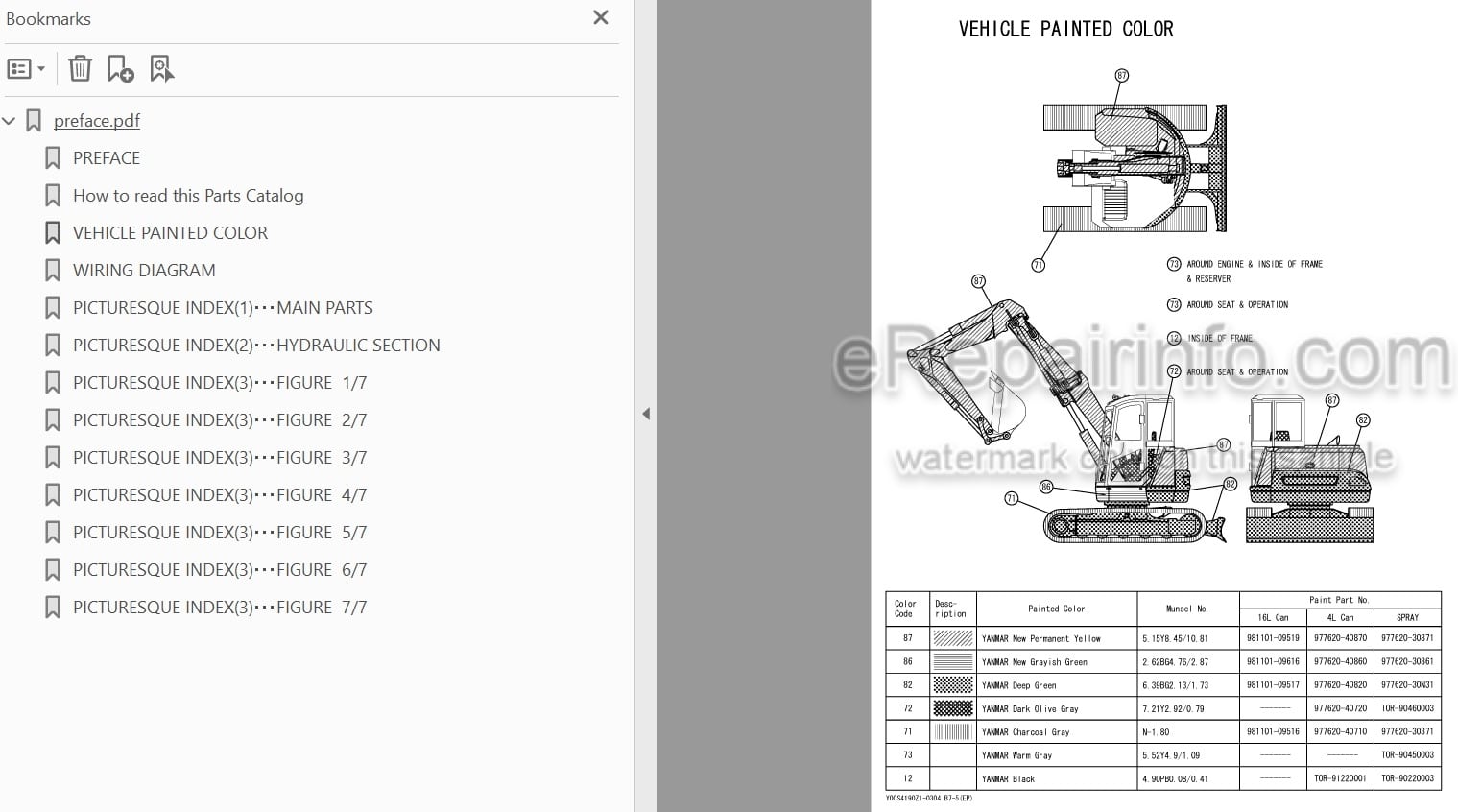 Photo 3 - Yanmar B7-5 Parts Catalog Excavator