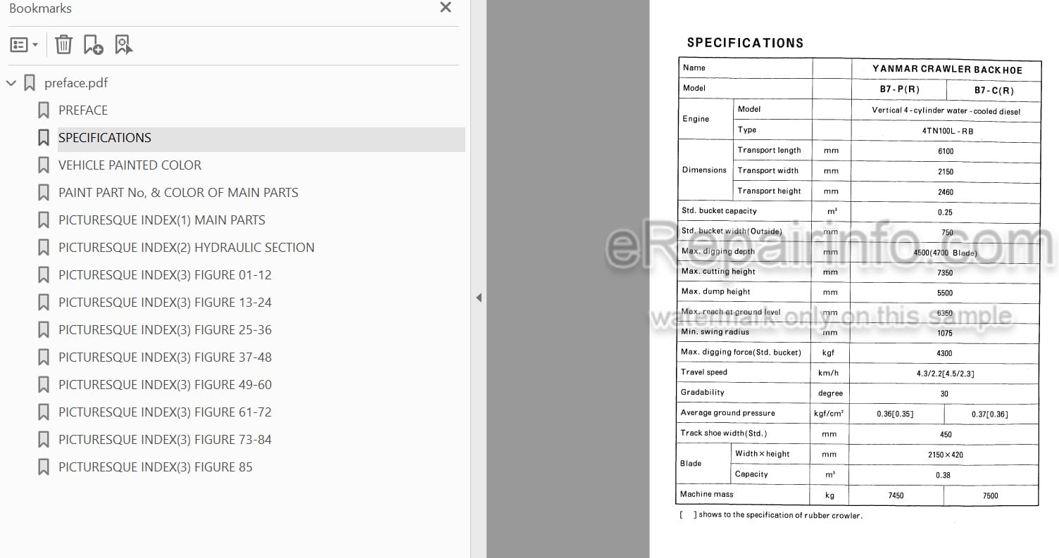 Photo 4 - Yanmar B7 Parts Catalog Excavator