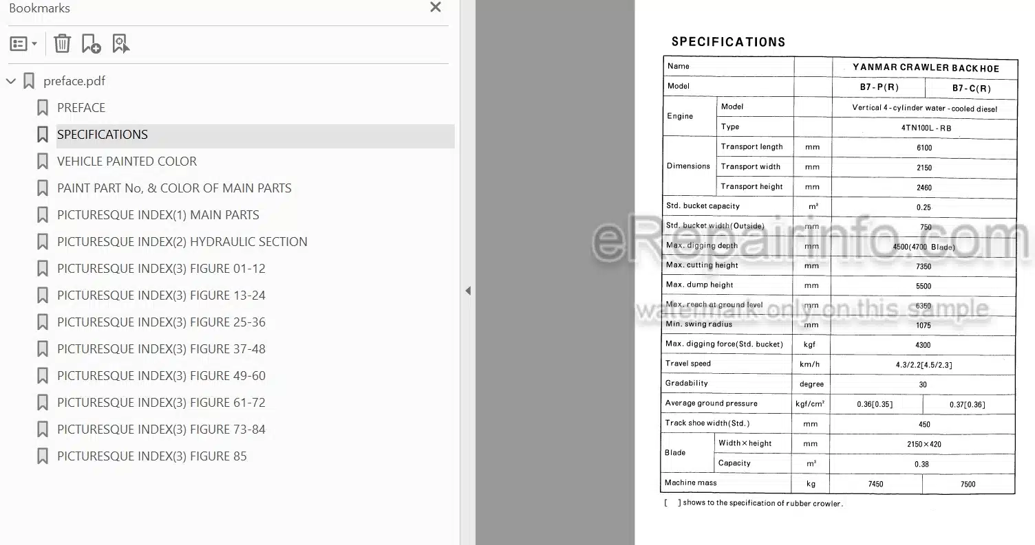 Photo 4 - Yanmar B7 Parts Catalog Excavator