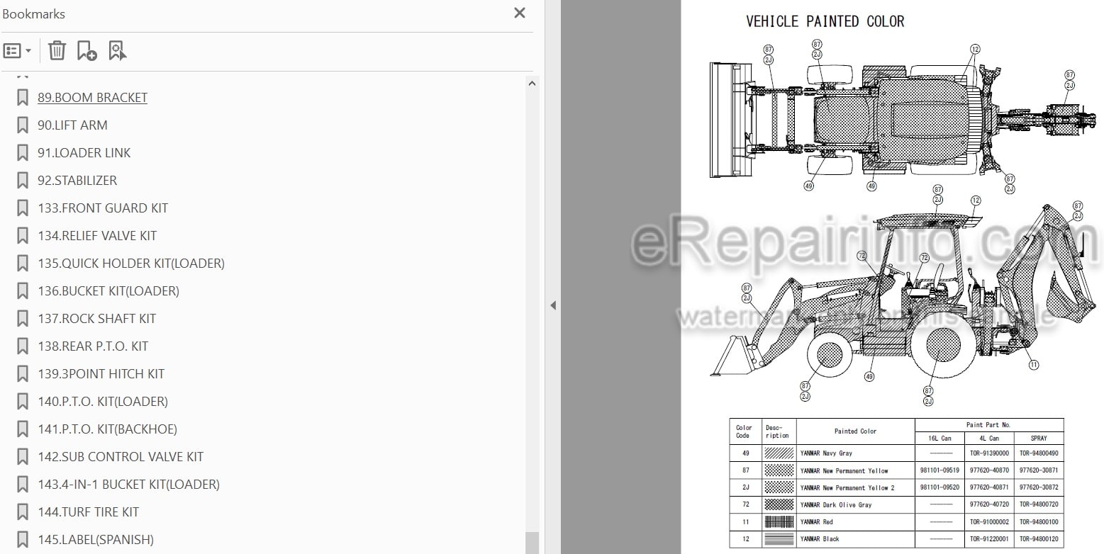 Photo 3 - Yanmar CBL40 Parts Catalog Backhoe Loader