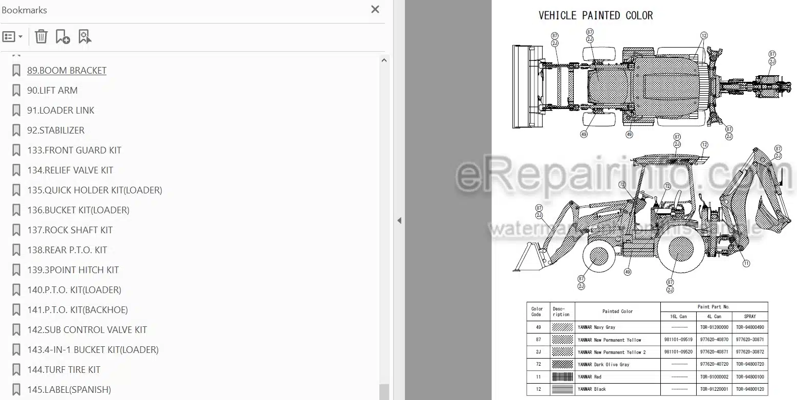 Photo 3 - Yanmar CBL40 Parts Catalog Backhoe Loader