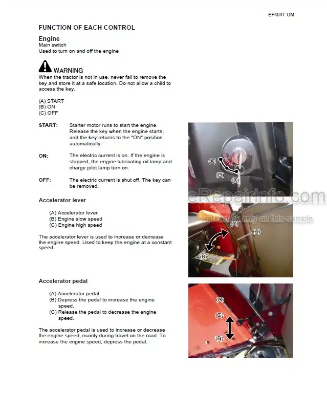 Photo 6 - Yanmar EF393T Operators Manual Diesel Tractor