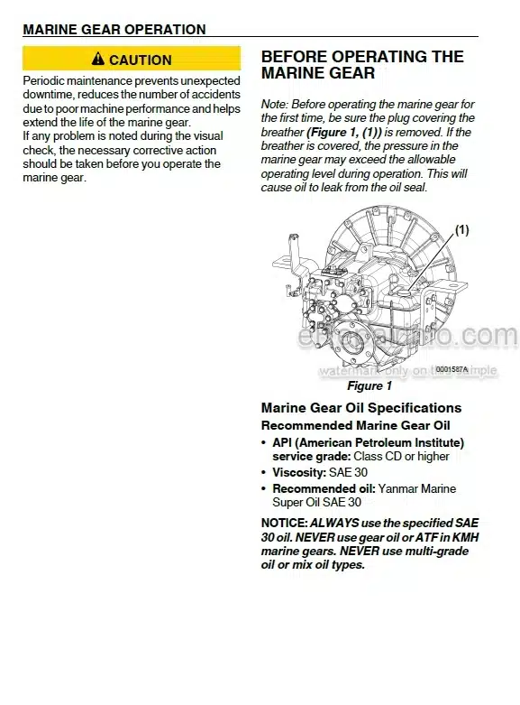 Photo 1 - Yanmar KMH60A KMH61A KMH61V Operation Manual Marine Gear