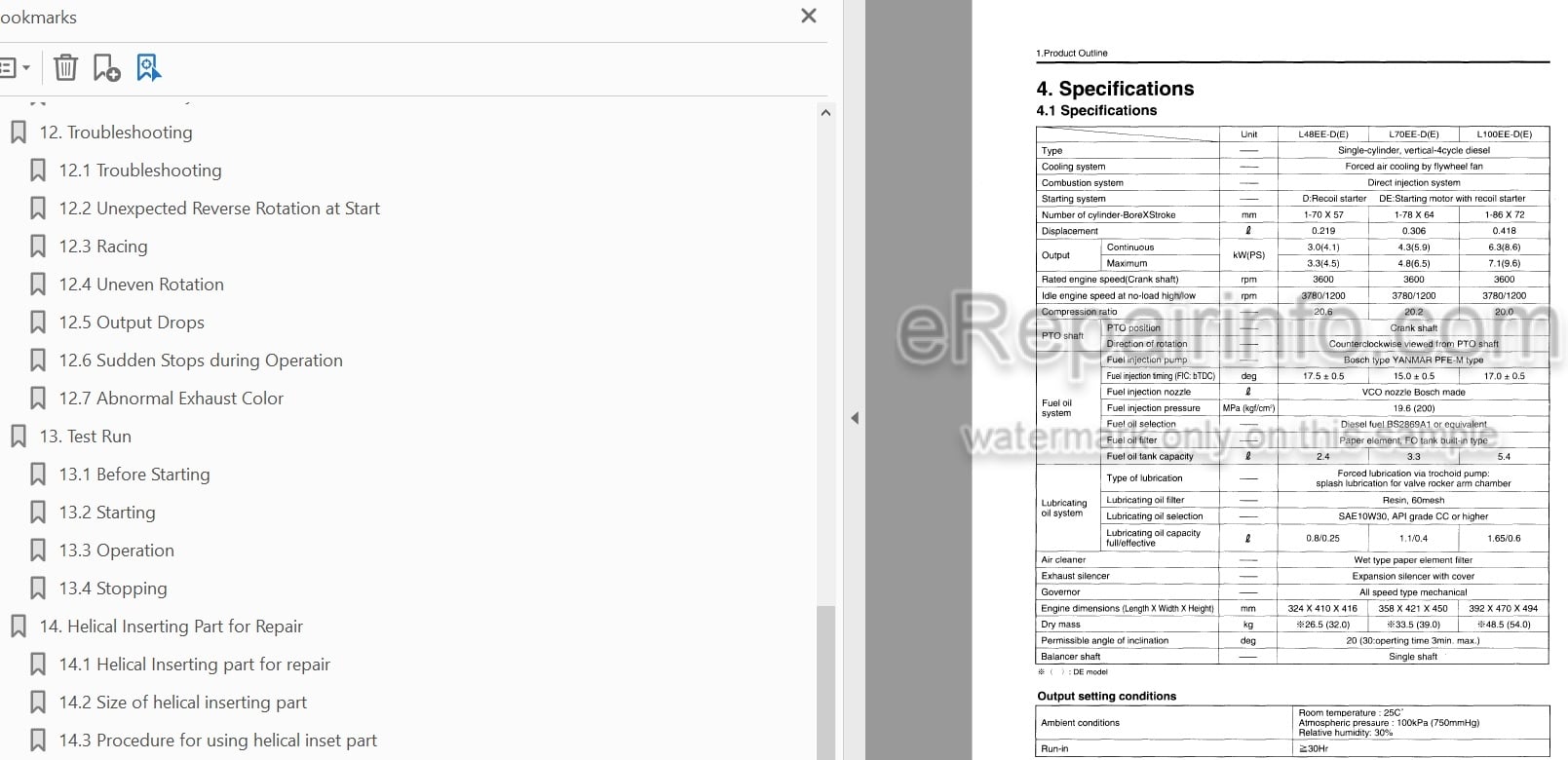 Photo 3 - Yanmar L48EE L70EE L100EE Service Manual Industrial Engine