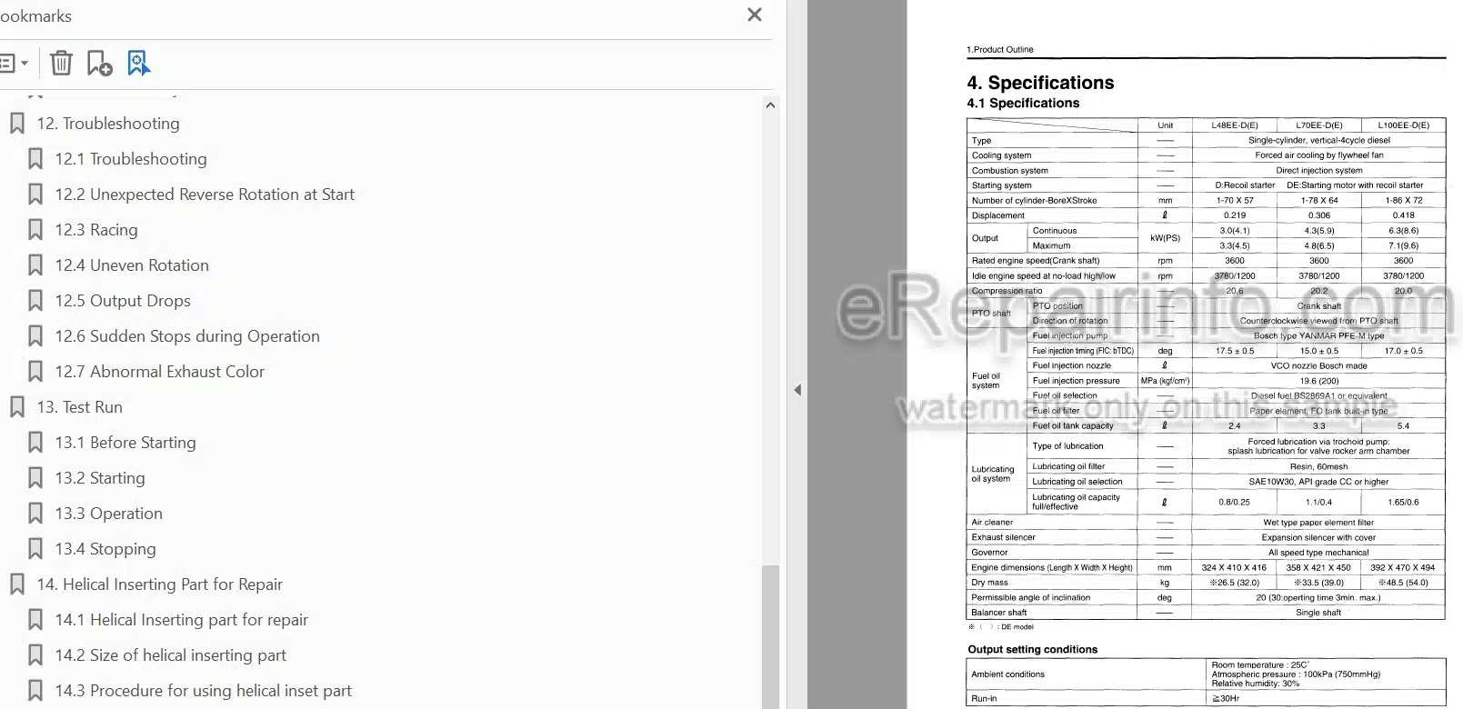 Photo 3 - Yanmar L48EE L70EE L100EE Service Manual Industrial Engine