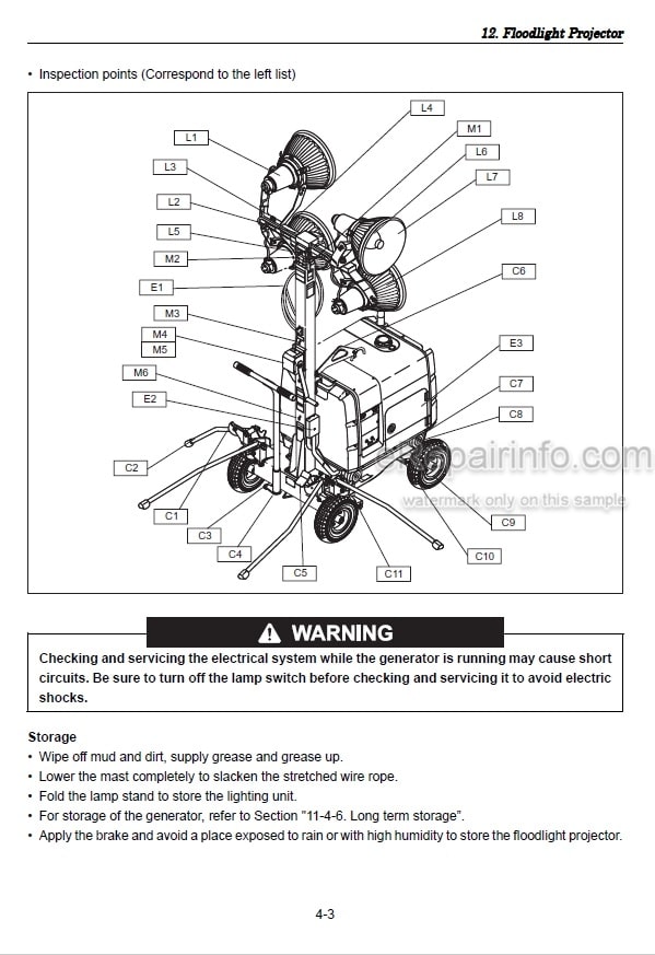 Photo 3 - Yanmar Light Boy LB446H Operation And Maintenance Manual Lighting Tower