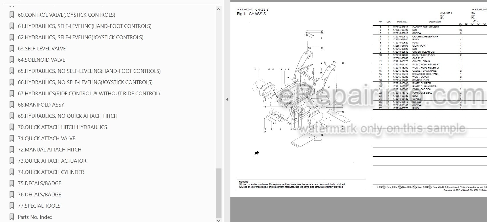 Photo 3 - Yanmar S165R-1 Parts Catalog Skid Steer Loader