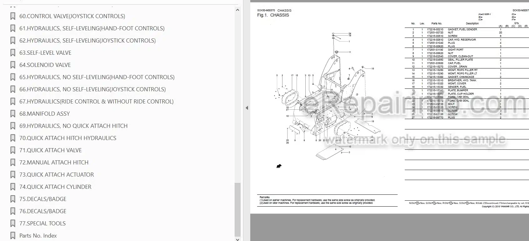 Photo 3 - Yanmar S165R-1 Parts Catalog Skid Steer Loader