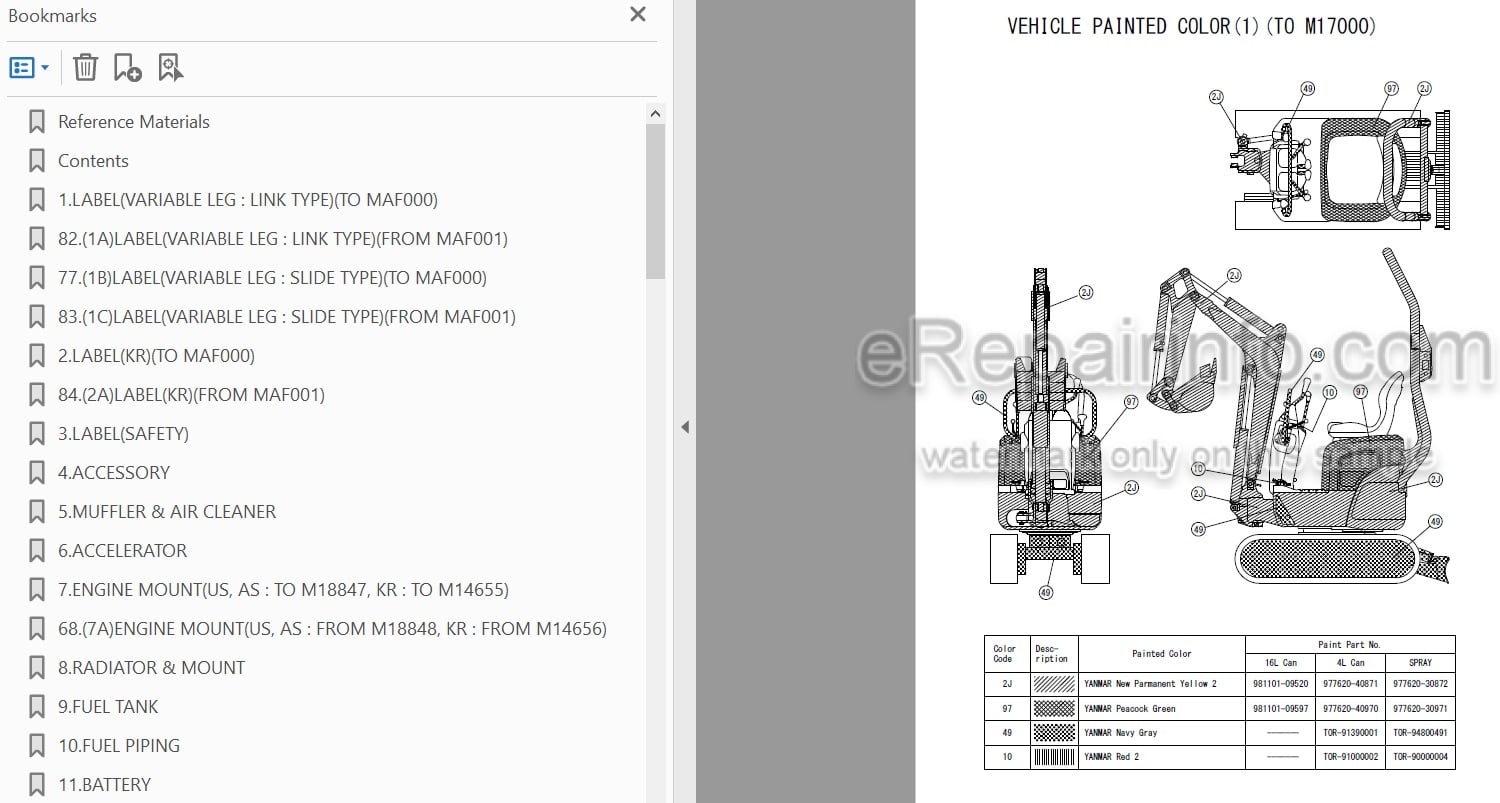 Photo 3 - Yanmar SV08-1A Parts Catalog Excavator
