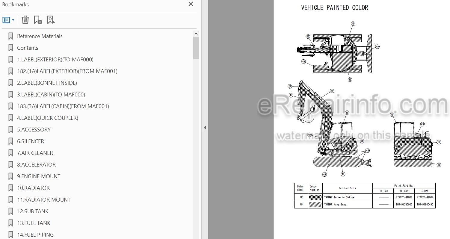 Photo 3 - Yanmar SV100-2A Parts Catalog Excavator