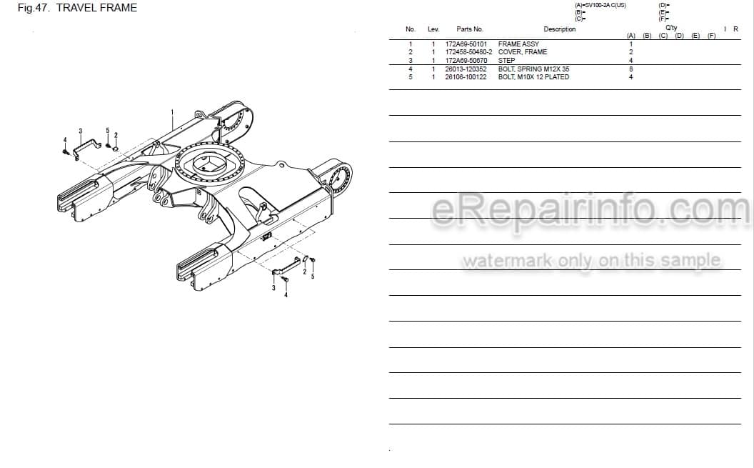 Photo 4 - Yanmar SV100-2A Parts Catalog Excavator