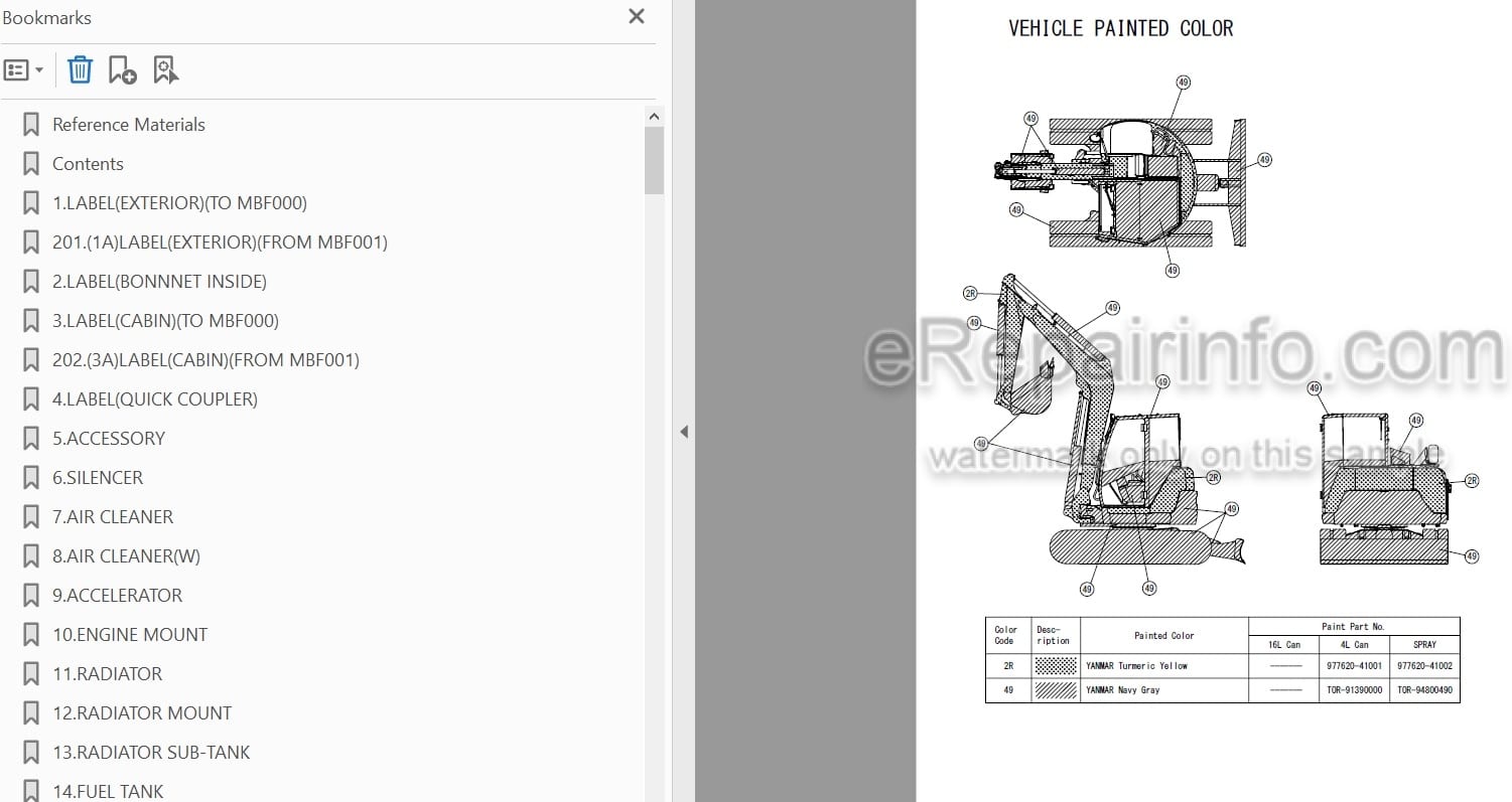 Photo 4 - Yanmar SV100-2B Parts Catalog Excavator