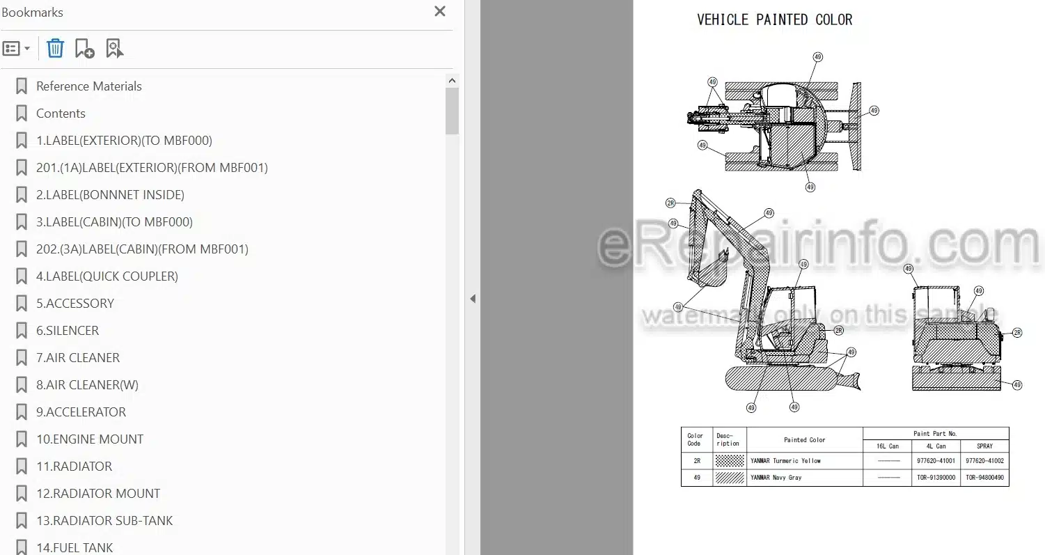 Photo 4 - Yanmar SV100-2B Parts Catalog Excavator
